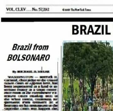 O jornal The New York Times publicou na capa as manifestações a favor do Bolsonaro?