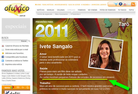 O Fuxico - Previsões para Ivete Sangalo em 2011