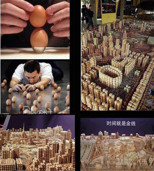 Artista faz replica de uma cidade usando centenas de ovos!