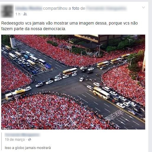 Milhões de manifestantes a favor do Governo! Será verdade? (foto: Reprodução/Facebook)