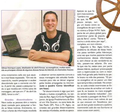 Reportagem com o E-farsas na Revista Show da Fé