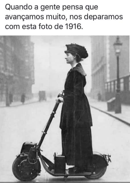 Foto mostra mulher em uma patinete motorizada em 1916! Será verdade?