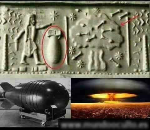Selo de cilindro da Babilônia de 600 a.C. forma o desenho de bomba nuclear e explosão?