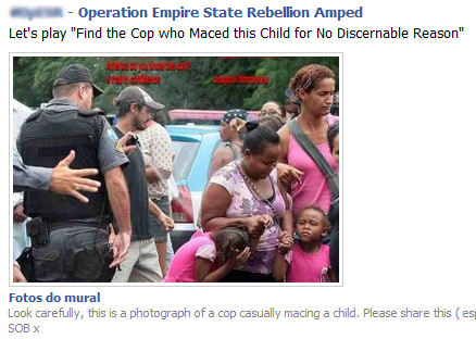 Foto mostra policial jogando spray de pimenta em crianças! Será?