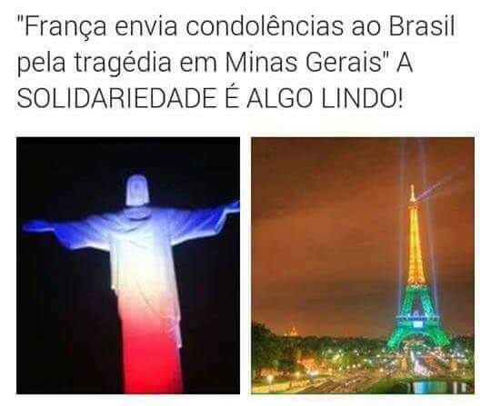 Torre Eiffel verde e amarela e o Cristo Redentor com as cores da França?