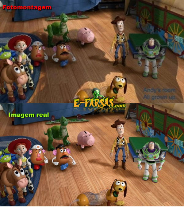 Toy Story - Comparando a foto real com a montagem