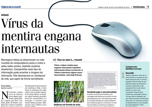 Criador do E-farsas fala sobre hoax no Jornal Tribuna do Planalto!