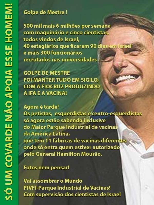 Bolsonaro desenvolveu uma vacina em segredo com Pazuello na Fundação Fiocruz?