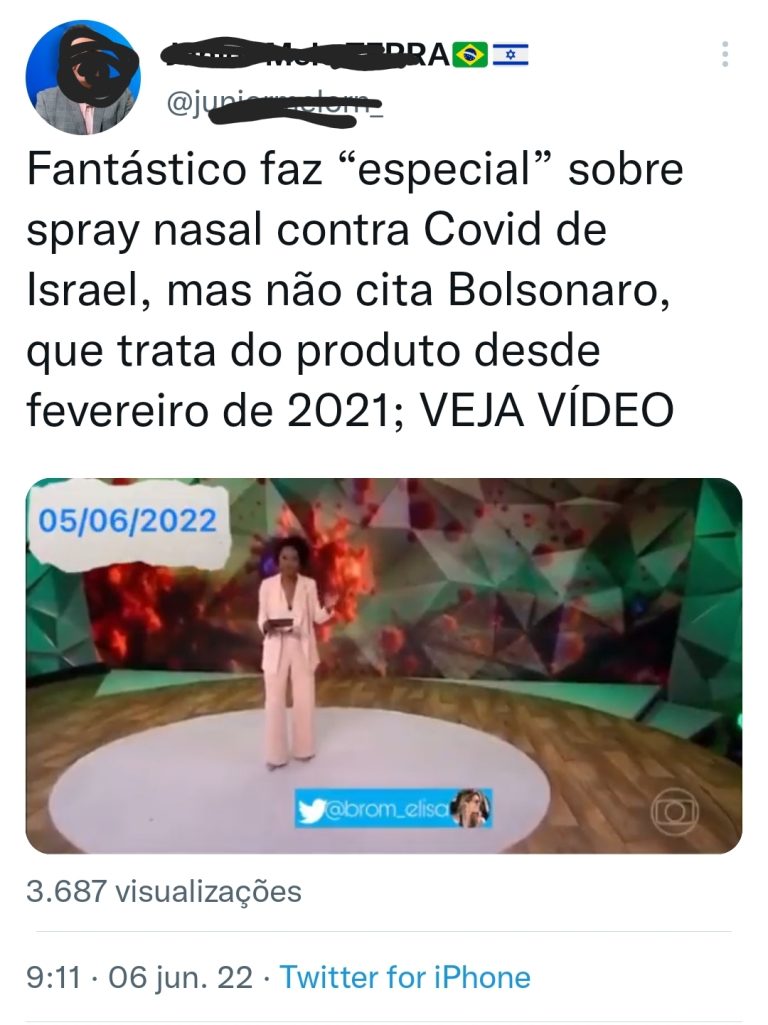 O Fantástico noticiou a mesma vacina anticovid em spray nasal que Bolsonaro havia indicado em 2021?