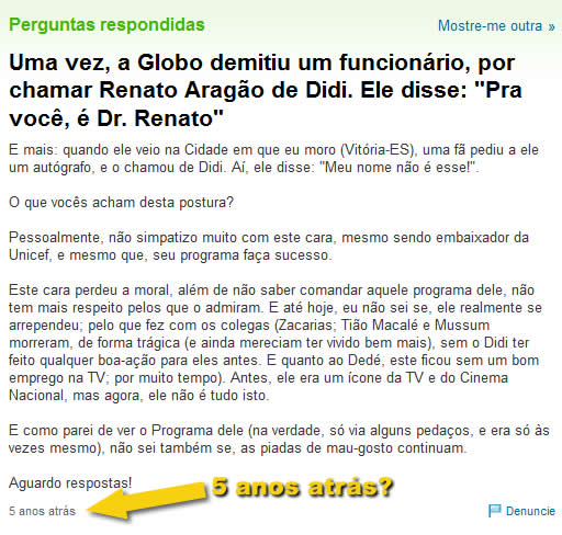 Yahoo Respostas - Didi teria mandado um funcionário embora há 5 anos!