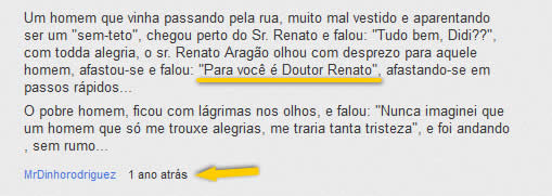 Youtube - Comentário sobre o Doutor Renato!