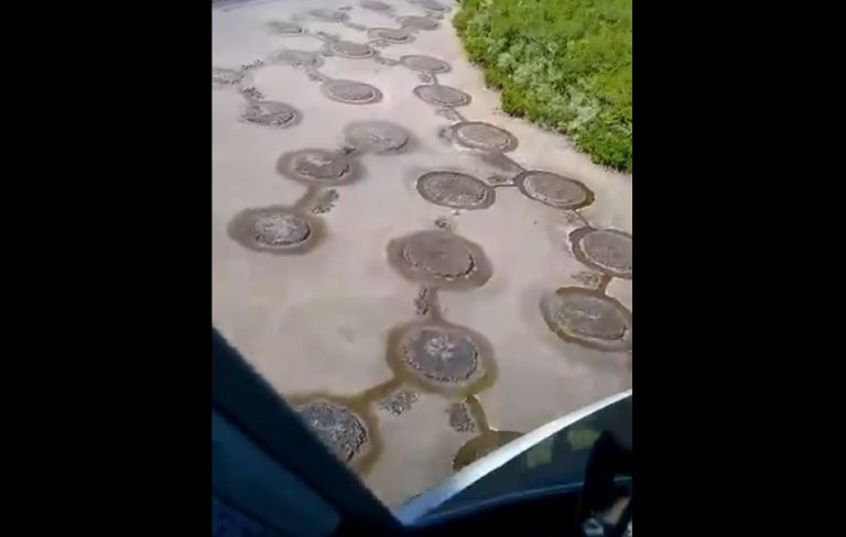 Seca no rio Quaraí revelou marcas deixadas por seres extraterrestres?