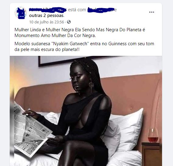 A modelo Nyakim Gatwech entrou para o livro dos recordes por ter a pele  mais escura do mundo?