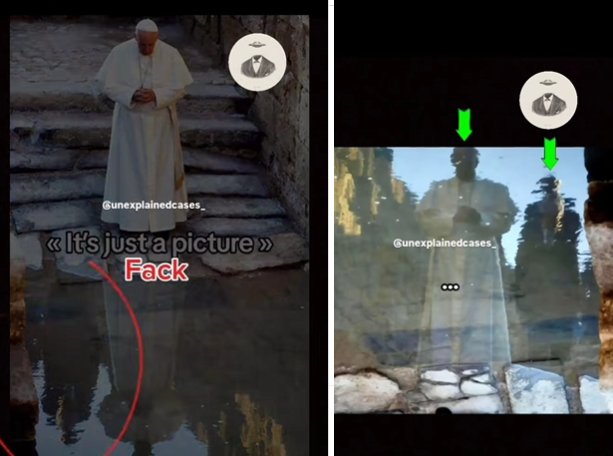 Uma foto do papa Francisco em lago revelou espírito refletido ao seu lado?
